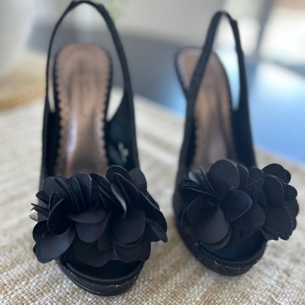 Lulu Townsend Black Floral Stiletto Heels